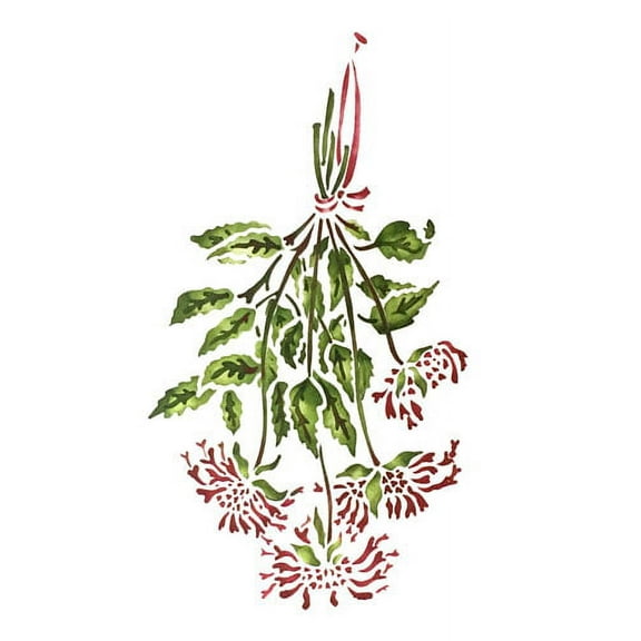 Hanging Bergamot Herb Wall Stencil - DEE103 by DeeSigns