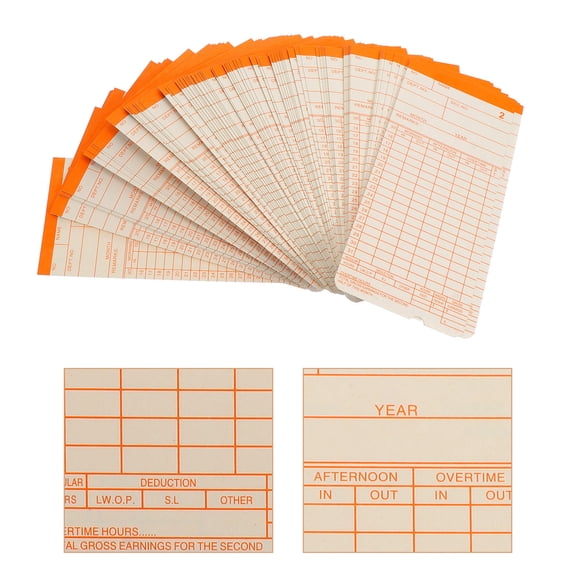 OUNONA Beige Paper Attendance Cards with Simple Design for Company Time Recorder