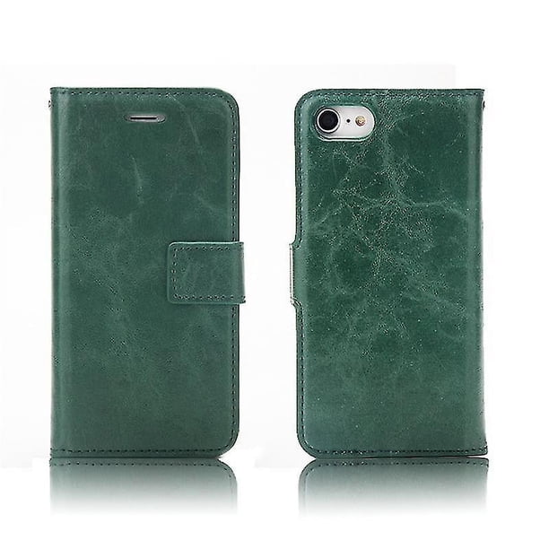 Funda de cuero con tapa trasera magnética desmontable con textura Crazy Horse para iPhone SE 2022 / SE 2020 / 8 / 7, con soporte, ranuras para tarjetas y billetera.