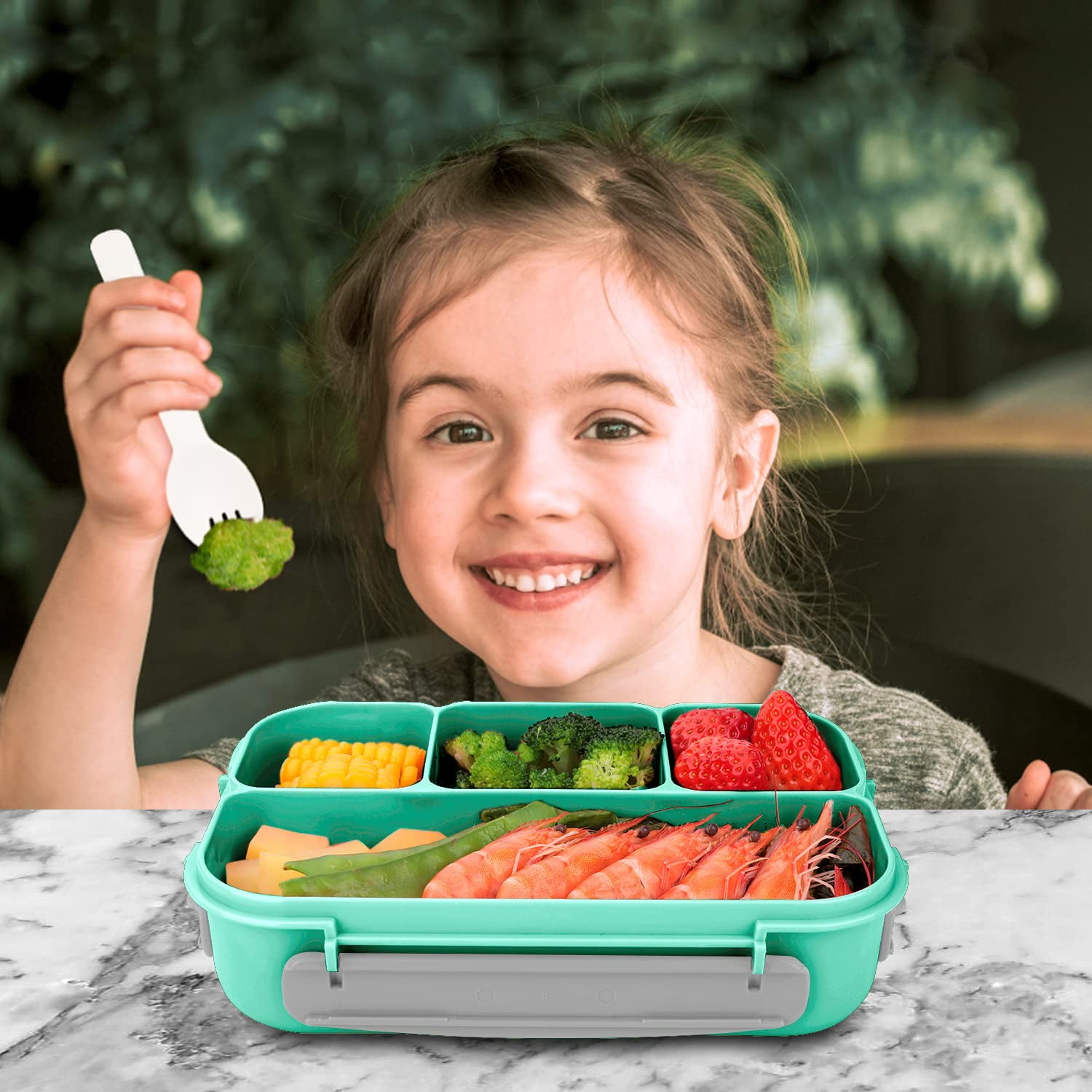 TEVIKE Kids & Adults Bento Lunch Box-4 Compartment Leak-Proof Food  Containers with Fork & Spoon, BPA…See more TEVIKE Kids & Adults Bento Lunch  Box-4