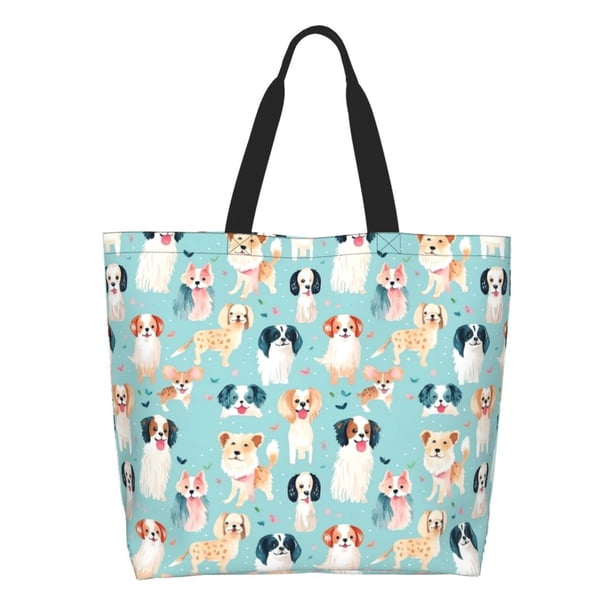 Disketp Colorful Dog Bolsa Tote Estampada para Mujer, Bolso de Hombro y de Mano para Compras y Viajes