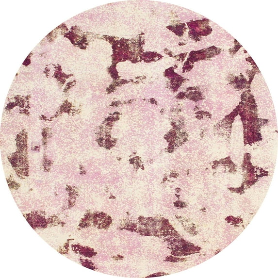 Ahgly Company Machine Washable Indoor Round Abstract LightCoral Pink Area Rugs, 7' Round