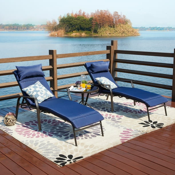 3Piece Outdoor Lounge Chaise Set
