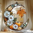 thumbnail image 2 of Crescent Moon Fall Suncatcher – Acrylic Window Decor with Pumpkins, White Flowers and Hanging Maple Leaf for Cozy Autumn and Thanksgiving, 2 of 4
