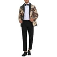 thumbnail image 2 of INSPIRE CHIC Men's Single Button Notch Lapel Prom Flower Print Suit Jacket M Yellow Black, 2 of 5