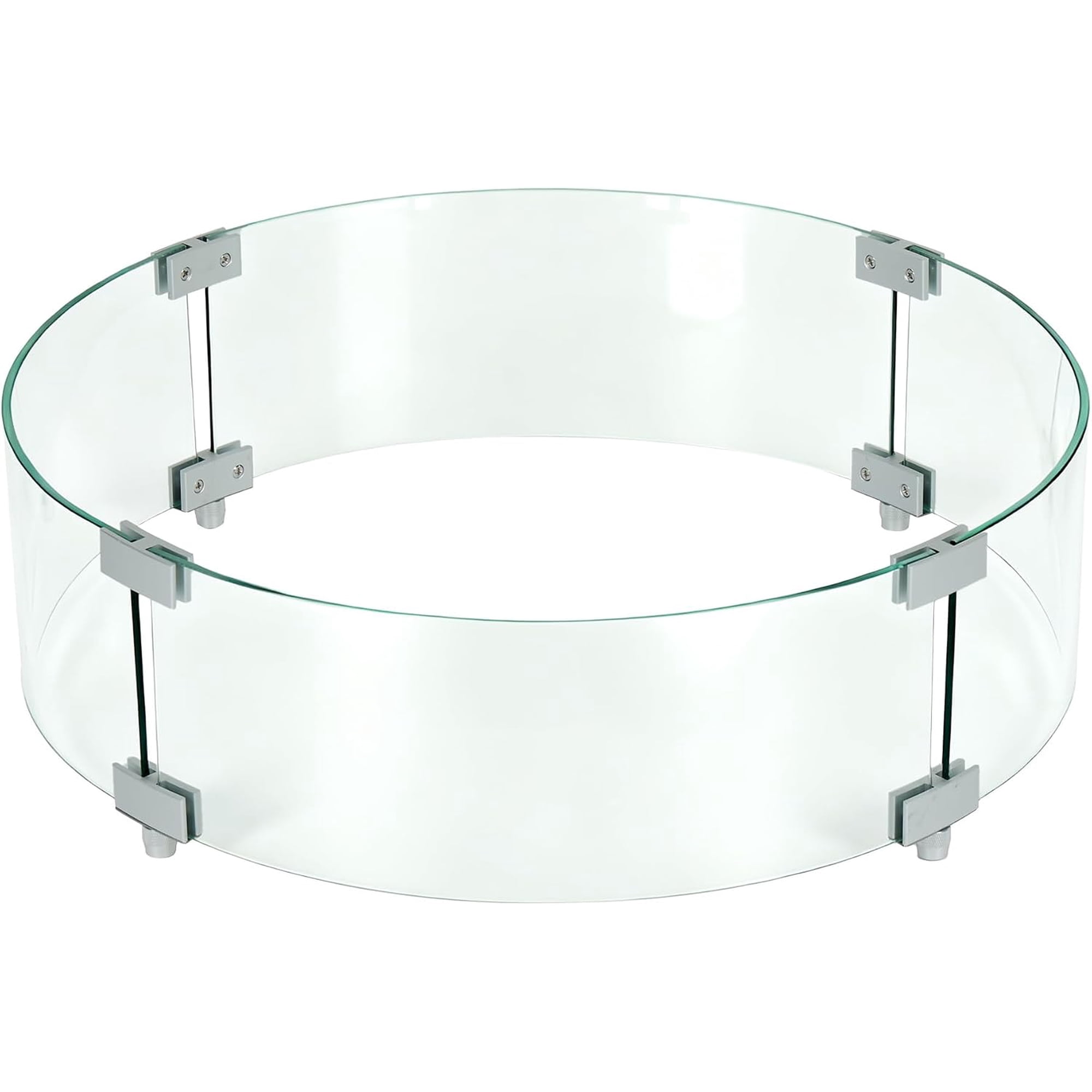 Wind Guard for Gas Fire Pit Table Inner 19 x 6 Round Wind Glass Shield | Propane Fire Pit Wind Screen with Aluminum Brackets for Stable Flames