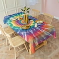 thumbnail image 3 of Colorful Rainbow Tie Dye Spiral Pattern Rectangle Tablecloth 60"x120",Waterproof Polyester Rectangle Table Cloth, Wipeable Spillproof Polyester Tablecloth for Dining, Camping, Indoor and Outdoor, 3 of 6