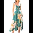 thumbnail image 3 of Vestido Fluido Sin Mangas con Cuello Cuadrado y Estampado Floral para Mujer. Vestido Maxi de Corte A. Verde XXL, 3 of 10