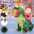 thumbnail image 4 of Resenkos 6.7-Ft Christmas Inflatable - Santa Riding Dinosaur with LED Lights, Multi-Color, 4 of 8