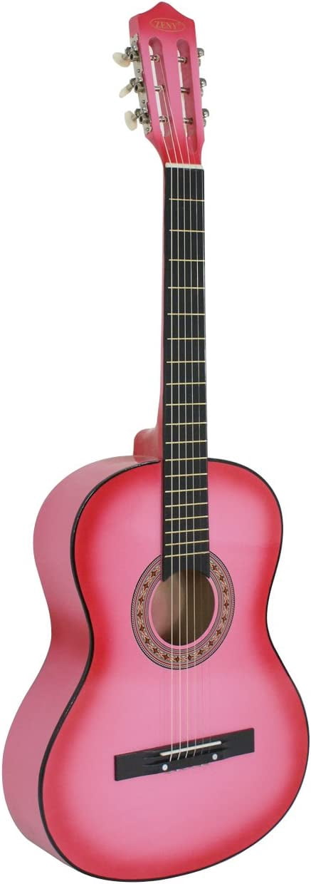 Beginners 38 inch Acoustic Guitar Package Kit for Right-handed Starters Kids Music Lovers w/Case, Strap, Pitch Pipe and Pick (Pink)