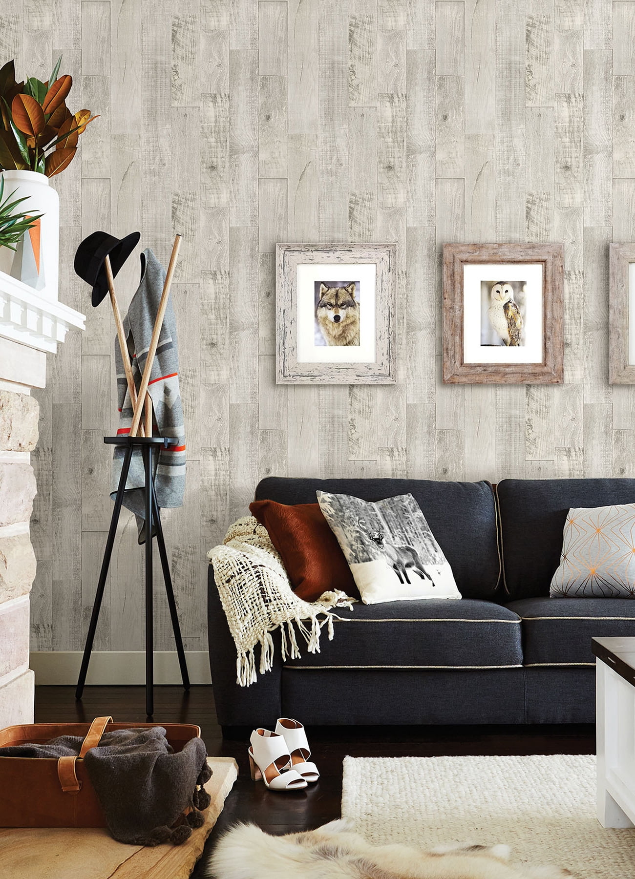 Chesapeake Chebacco Grey Wood Planks Wallpaper