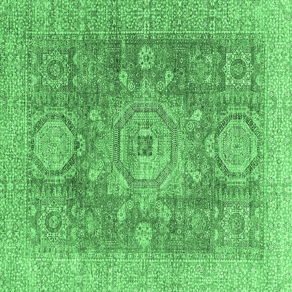 Ahgly Company Indoor Square Abstract Emerald Green Modern Area Rugs, 4' Square