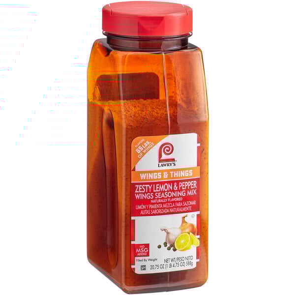 Lawry's 20.75 oz. Zesty Lemon and Pepper Wing Seasoning Mix - 6/Case