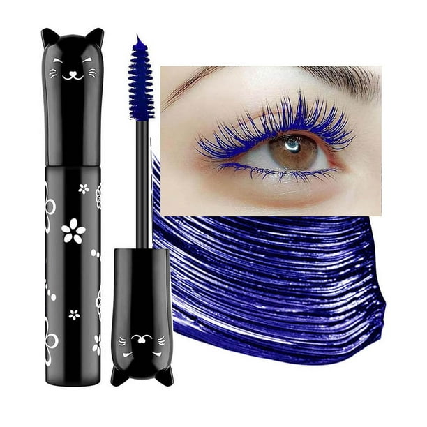 Máscara de pestañas azul para pestañas Impermeable Voluminosa Natural Hipoalergénica Coloreada Mejor beneficio Voluminizador Alargamiento Rizado Definición Lavable Pestañas azules Máscara de pestañas