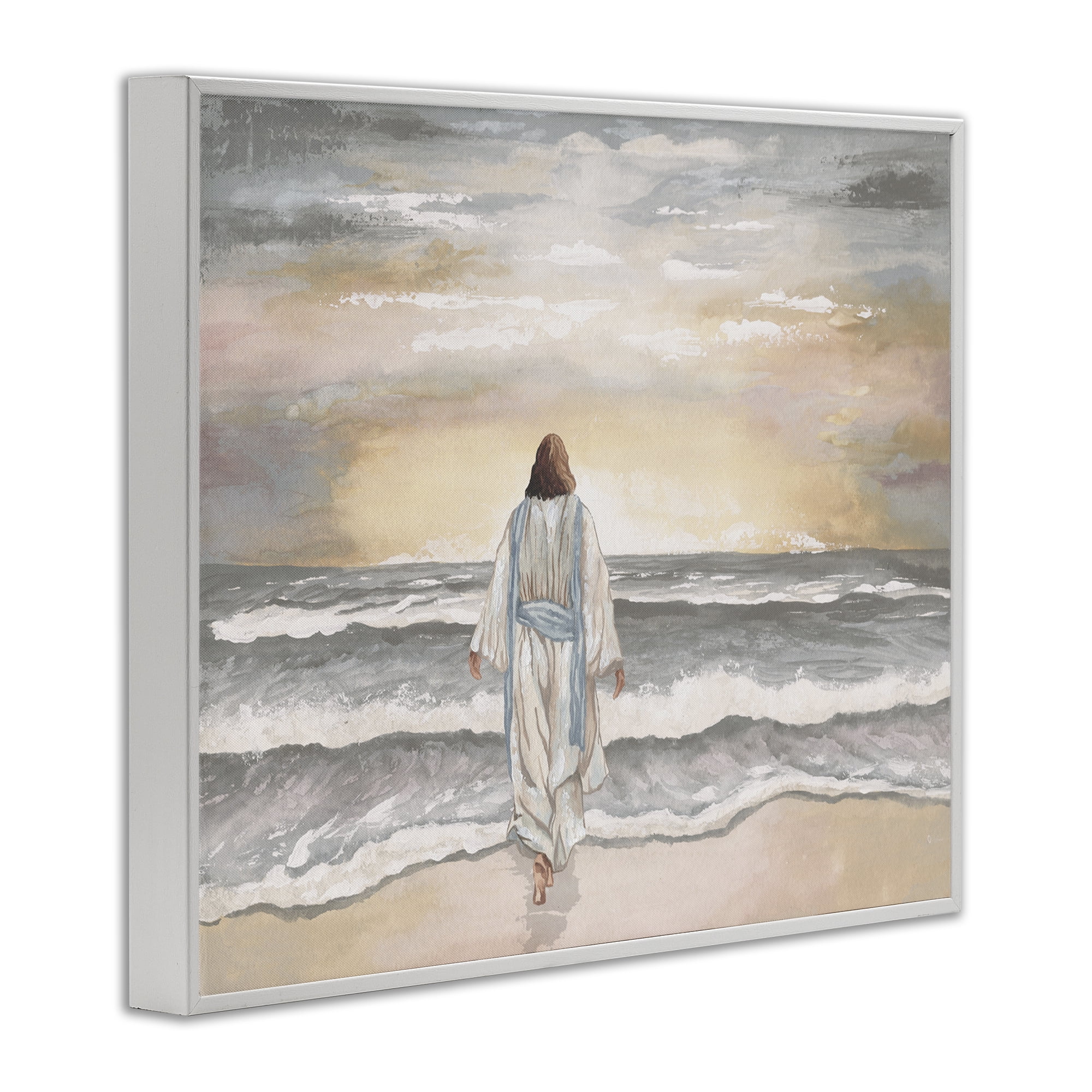 Stupell Industries Jesus Walks The Shore White Framed Giclee Art, design by Elizabeth Medley