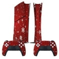 thumbnail image 2 of Skin Sticker for PS5 Slim Standard Disc Digital Edition Console and Controllers Decals for Playstation 5 (Elegant Red Christmas with Snowflake,PS5 Slim), 2 of 5