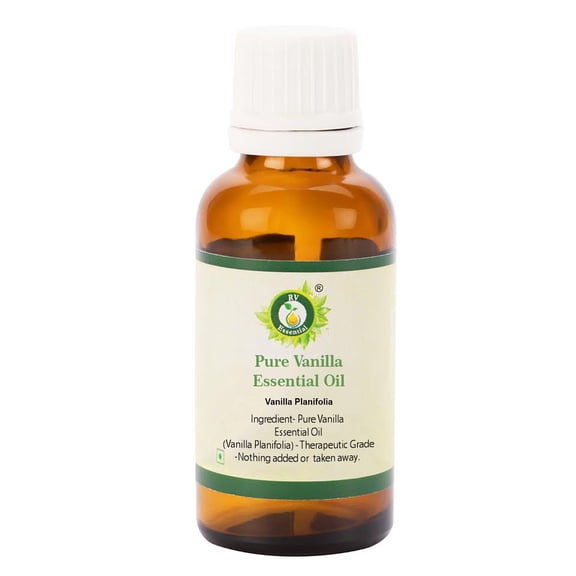 R V Essential Pure Vanilla Essential Oil 5ml (0.169oz)- Vanilla Planifolia (100% Pure and Natural)