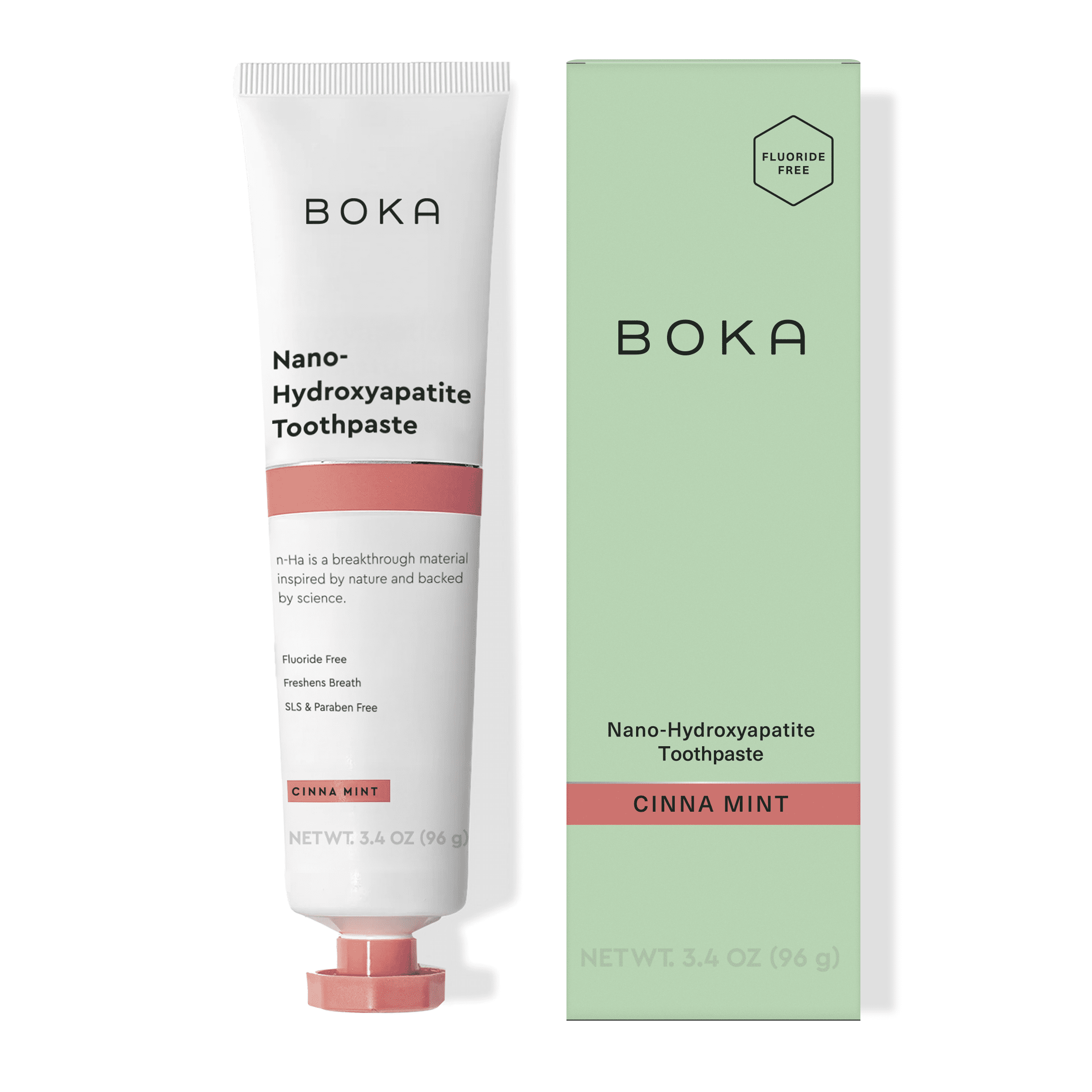 (2 pack) Boka Fluoride Free Toothpaste, Nano-Hydroxyapatite Toothpaste, Appropriate for Sensitive Teeth - Cinna Mint Flavor, 3.4 fl oz