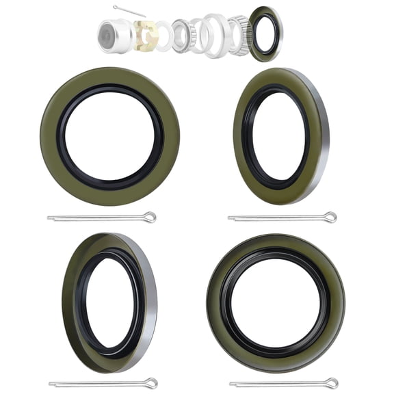 4Pack 1.719" ID x 2.565" OD Double Lip Grease Seal with 4 Cotter Pins for 3500 LB Trailer Wheel Hub #84 Spindle,Boat Trailer RV Axle Dexter Replace 171255TB 10-19(010-019-00)