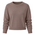 thumbnail image 3 of Women's Cropped Sweater Neck Long Sleeve Knit Pullover Casual Lightweight Soft Sweater Top for Fall Winter, 3 of 3