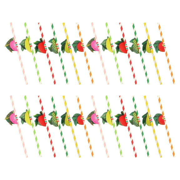 GOOHOCHY 50pcs Fruit Shaped Paper Straws for Hawaii Themed Parties Mixed Styles