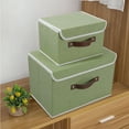 thumbnail image 7 of ANMINY Foldable Fabric Storage Bin With Handle Lid Large Collapsible Box Basket For Home Organizer, 2 Packs, Green, 7 of 7