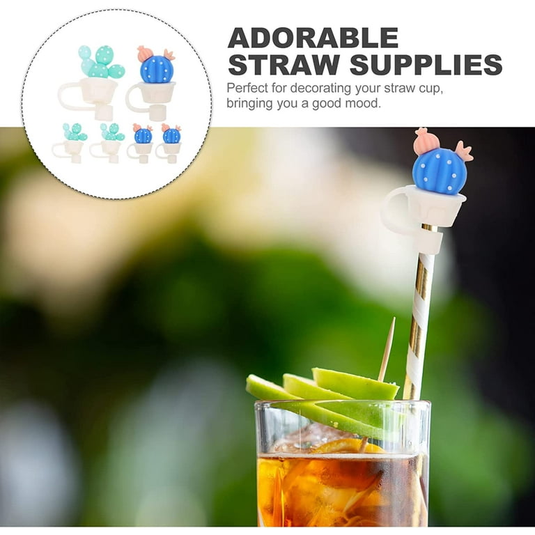 SHOWERORO 4pcs Cactus Straw Plugs Reusable Straw Caps Straw Covers for  Drinks Silicone Straw Topper Beer Accessories Drinking Straw Cover Straw  Dust