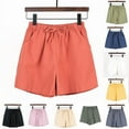 thumbnail image 5 of Womens Shorts Women's Solid Color Loose Cotton Crepe Casual Wide Leg Shorts, 5 of 5