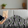 thumbnail image 3 of Rose Soft Flannel Fleece Blanket, Pink Rose Flowers on Contemporary Design Black and White Striped Background Print, Cozy Plush for Indoor and Outdoor Use, 50" x 70", Black and White, by Ambesonne, 3 of 5