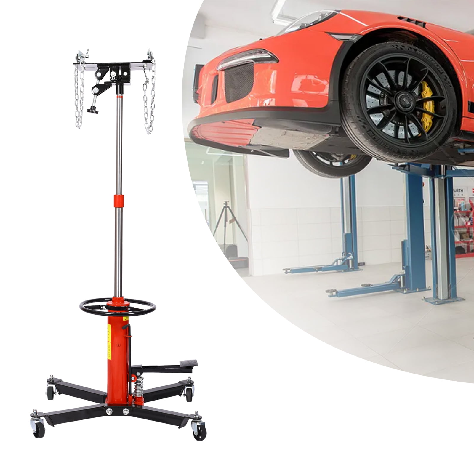 Transmission Jack, High Lift 1660 Lbs Hydraulic Telescoping Transmission Jack 2 Stage Hydraulic Ram Transmission Floor Jack Floor Jack Stand 360° Swivel Wheel Hydraulic Garage/Shop Lift Hoist
