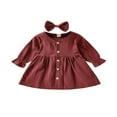 thumbnail image 1 of Robe à Manches Longues pour Bébé Fille, Robe de Princesse pour Fête avec Bandeau, Tenue, 1 of 6
