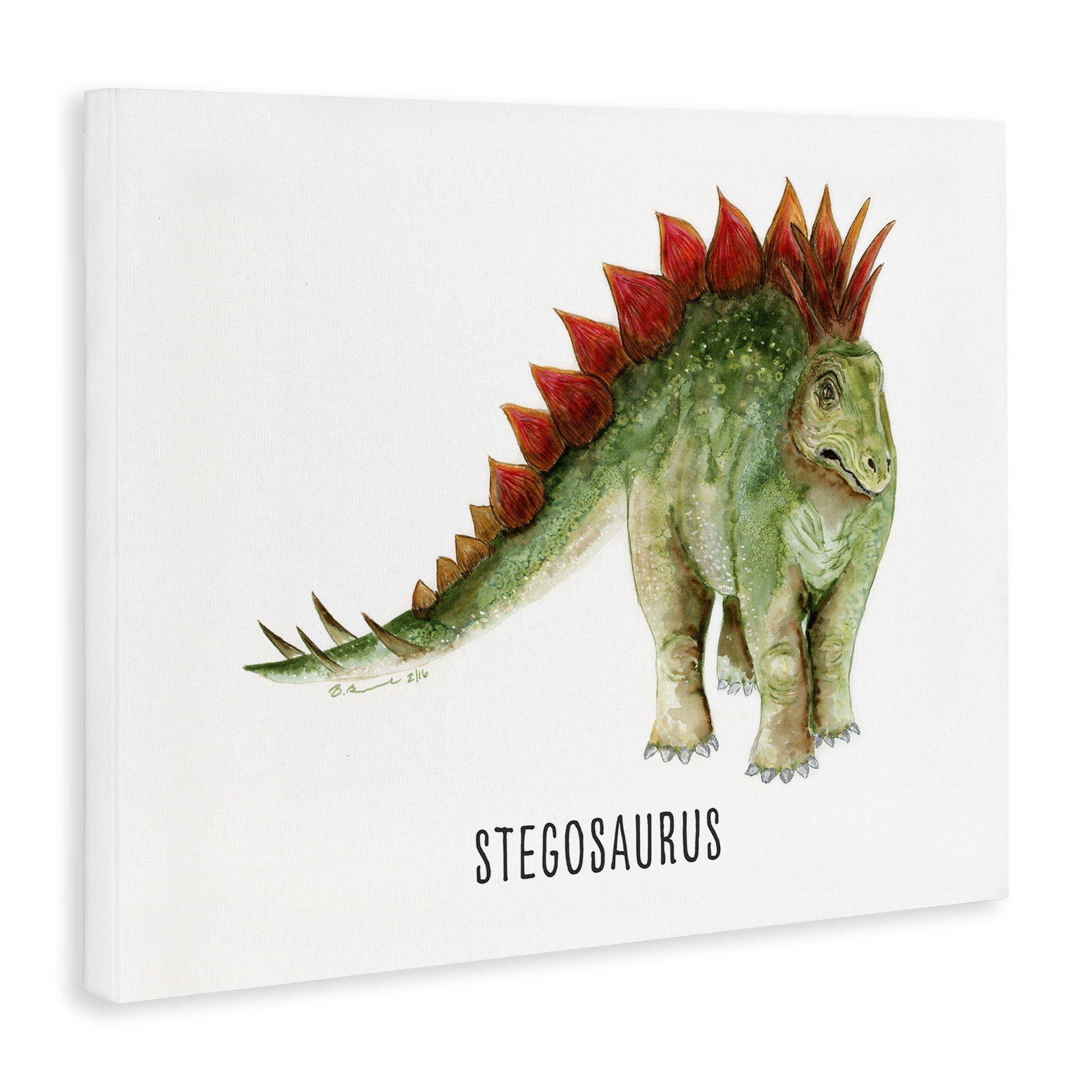 Stupell Industries Stegosaurus Dinosaur Learning Animals Painting Wrapped Canvas Art Print Wall Art, 20 x 16