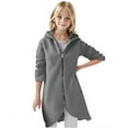 thumbnail image 5 of Cotton Jackets for Girls Full Zip up Hoodie Sweatshirts Coat Mid Length Long Sleeve Outwear Tween Girl 3-14 Years (11 Years, Gray), 5 of 7