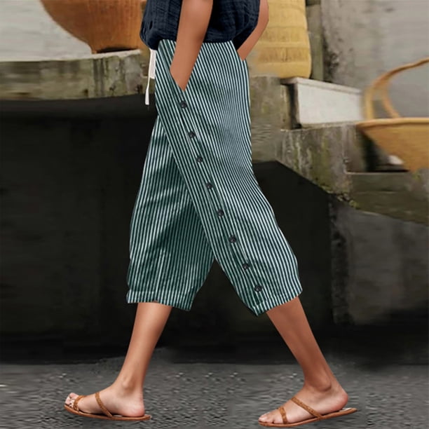WILLBEST Pantalones Casuales para Mujer - Leggings Capri Ligeros de Color Sólido para Mayor Comodidad En Verano - Diseño Transpirable de Largo 7/8 para Uso Diario Extra Grande