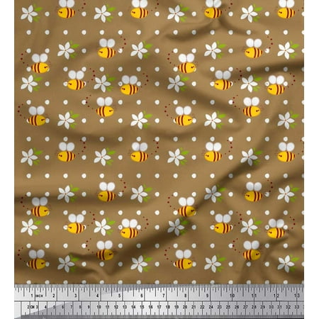Soimoi Rayon Fabric Leaves Floral & Honey Bee Clip Art Print Sewing Fabric Yard 56 Inch Wide Soimoi Rayon Fabric Leaves Floral & Honey Bee Clip Art Print Sewing Fabric Yard 56 Inch Wide