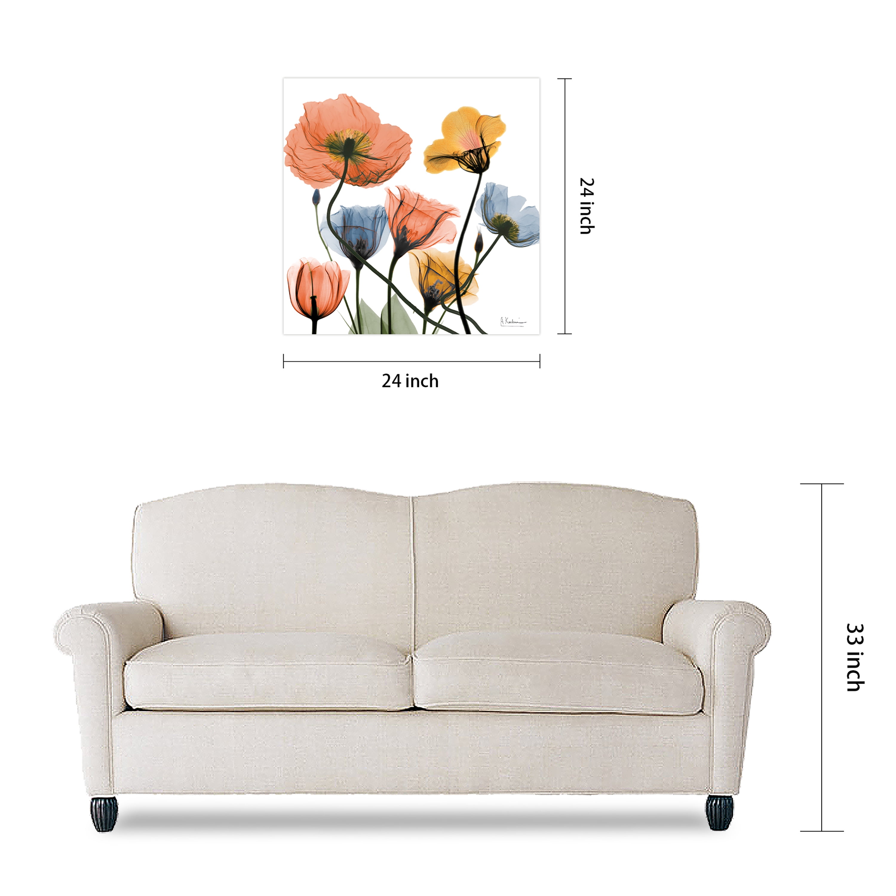 Empire Art Direct Flowers and Ferns Frameless Free Floating Tempered Glass Panel Graphic Wall Art, 24" x 24" x 0.2", Ready to Hang
