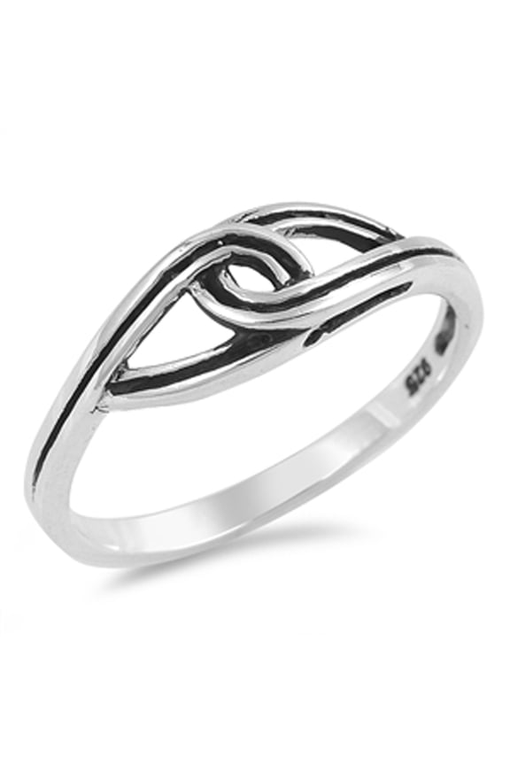 Oxidized Infinity Love Knot Loop Wave Ring .925 Sterling Silver Band Jewelry Female Male Size 5