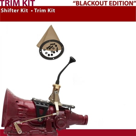 American Shifter C4 Shifter Kit 8 in. Trim Kit Black Push Button Tan Boot Ringed Knob for D5605