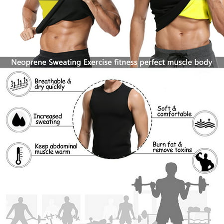 Men's Neoprene Hot Sweat Sauna Vest Body Shaper Slimming Sweat Trainer Gym Cincher Vest Tummy Fat Burner Tank Top Weight Loss Shapewear 