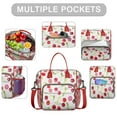 thumbnail image 2 of Large Insulated Tote Bag with Cherry Print - Leakproof Cooler Bag for Lunch, Picnic & Travel, Waterproof Thermal Tote with Multi-Pocket for Office, Outdoor, Cute Sweet Red Pink Aesthetic Fruit Pattern, 2 of 6