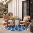 thumbnail image 3 of Safavieh Courtyard Alyssa Geometric Indoor/Outdoor Area Rug, Navy/Beige, 4' x 4' Round, 3 of 10