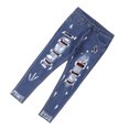thumbnail image 4 of Douhoow Men Jeans Patchwork Grid Pants Hip Hop Pants Slim Fit Elastic Pencil Pants S-3XL, 4 of 6