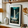 thumbnail image 5 of Angel Falls Vintage Travel Poster – World’s Tallest Waterfall - Bolívar Venezuela Illustration Waterfall Tropical Nature Travel Poster Scenic Vintage Poster Black Framed Wall Art Print 16 x 24 inches, 5 of 8