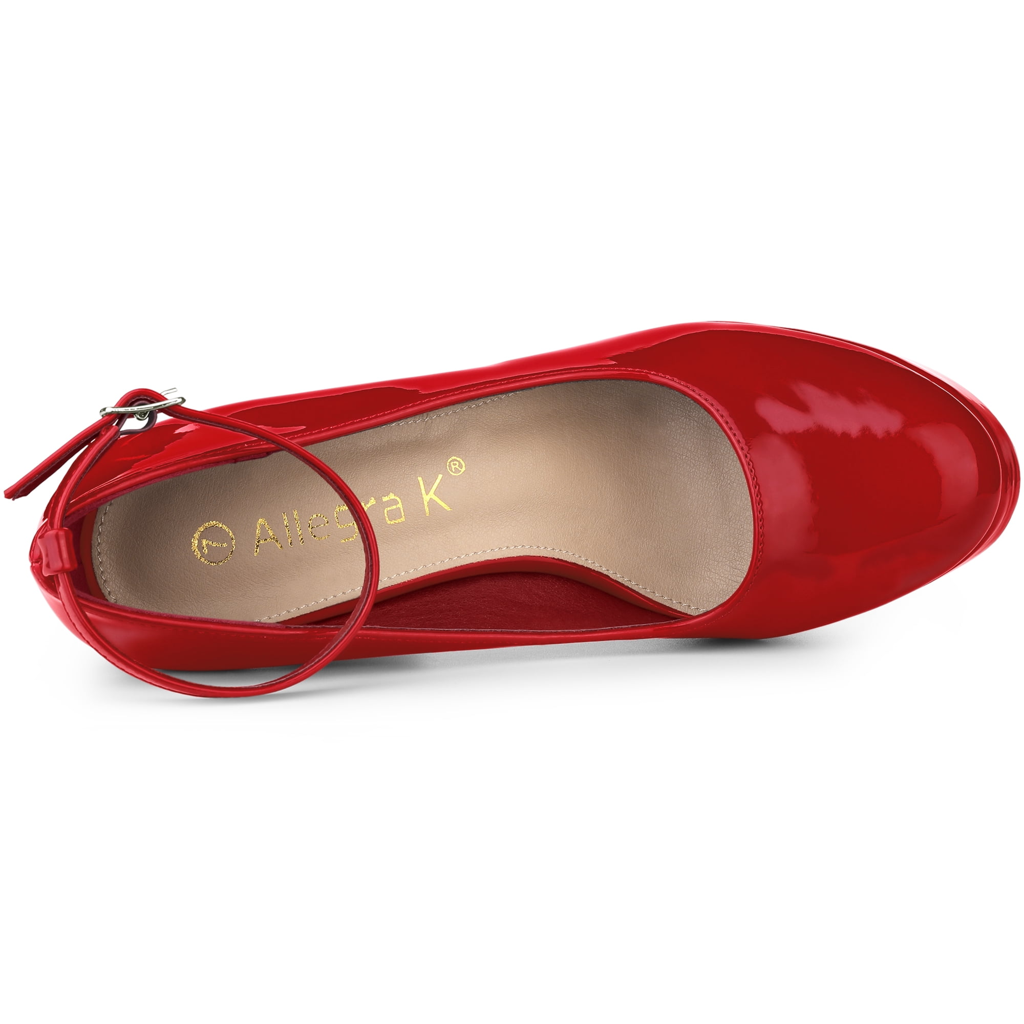 DARING DIVA Women's Platform Ankle Strap Chunky Heel Mary Janes Pumps Red 9