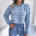 thumbnail image 2 of Vedolay Fall Sweaters Women's Crew Neck Sweater 2023 Long Sleeve Solid Color Casual Knitted Pullover Tops,Blue M, 2 of 5
