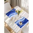thumbnail image 5 of Blue Waves Abstract Placemats Set of 4, Ocean Fluid Gradient Luxury Placemats for Dining Table, Place Mats for Kitchen Tabletop, Waterproof Wipeable Dining Table Mats Set, 5 of 9