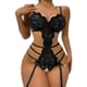 thumbnail image 3 of Lencería para mujer Body de encaje con aberturas y ribete festoneado Lencería de peluche, 3 of 6
