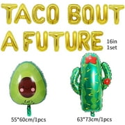 esafio Hawaii Party Balloon Decoration, TACO BOUT A FUTURE Avocado & Cactus Balloon Combination