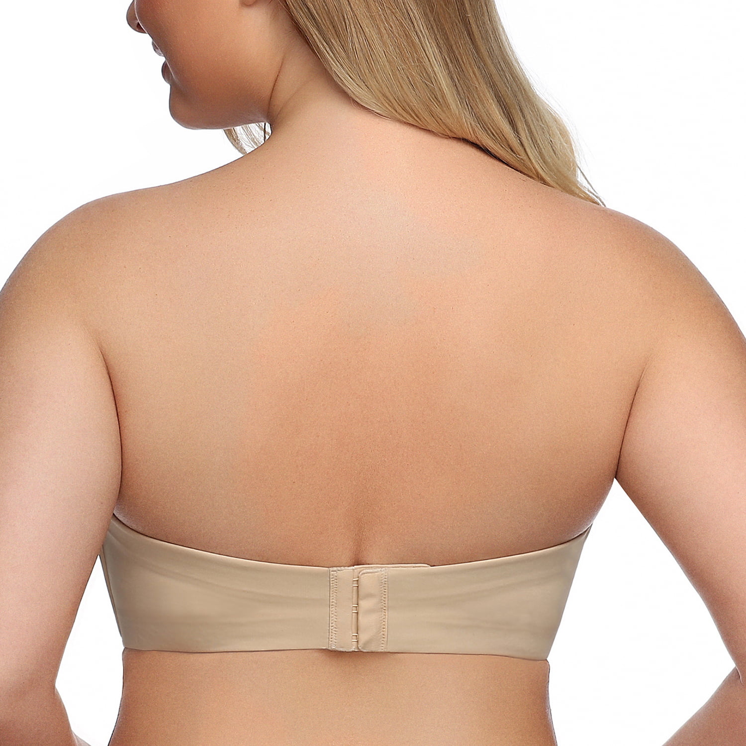 Exclare Women's Plus Size Invisible Seamless Anti-Slip Lift Push up  Wirefree Strapless Bra, Beige, 40B 