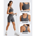 thumbnail image 5 of G4Free Ribbed Crewneck Sports Bras Padded for Women - Racerback Crop Tank Tops Workout Yoga Medium Impact, 5 of 7